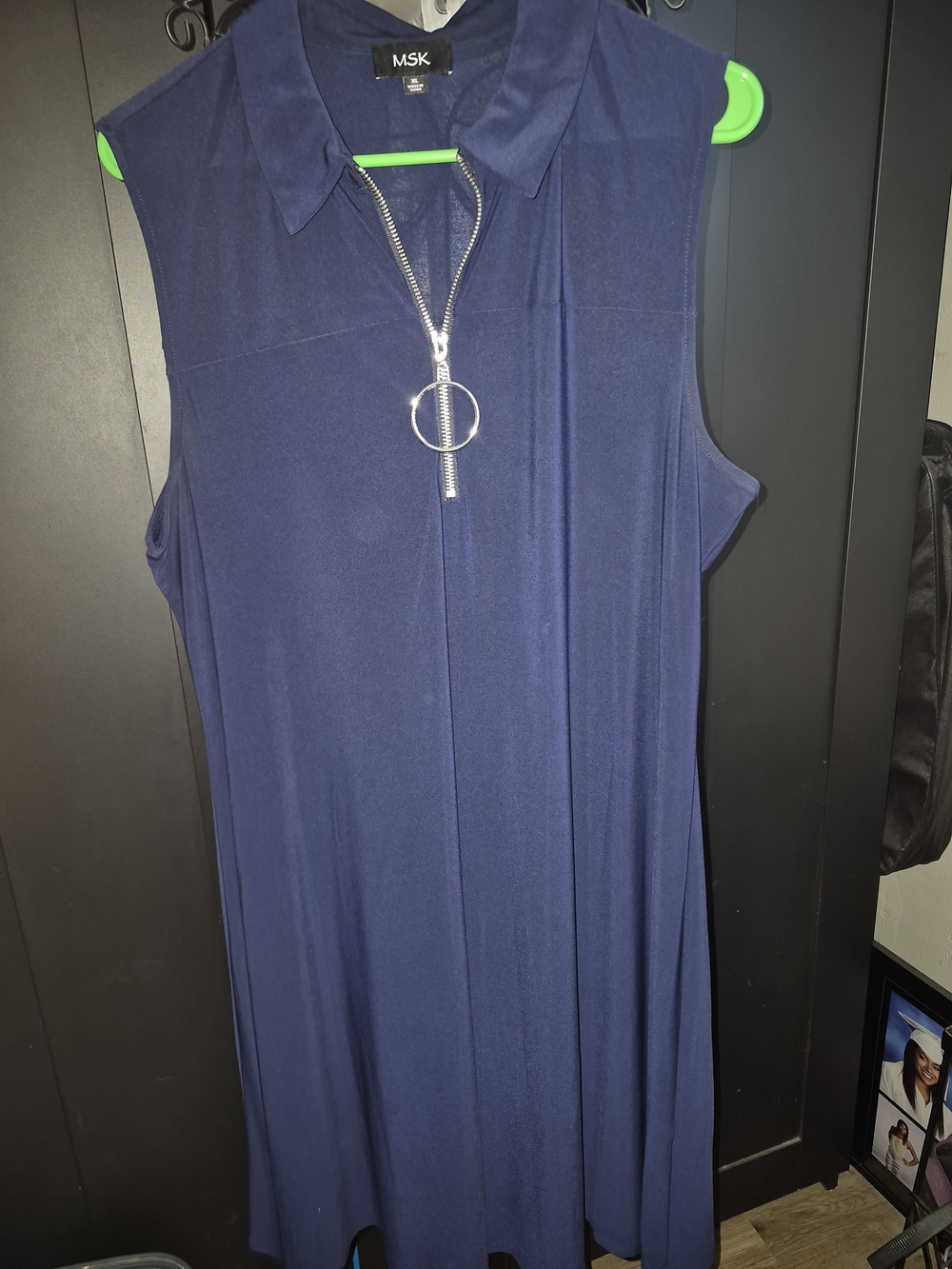 MSK Navy Sleeveless Collared Tunic with Ring-Pull Zip
